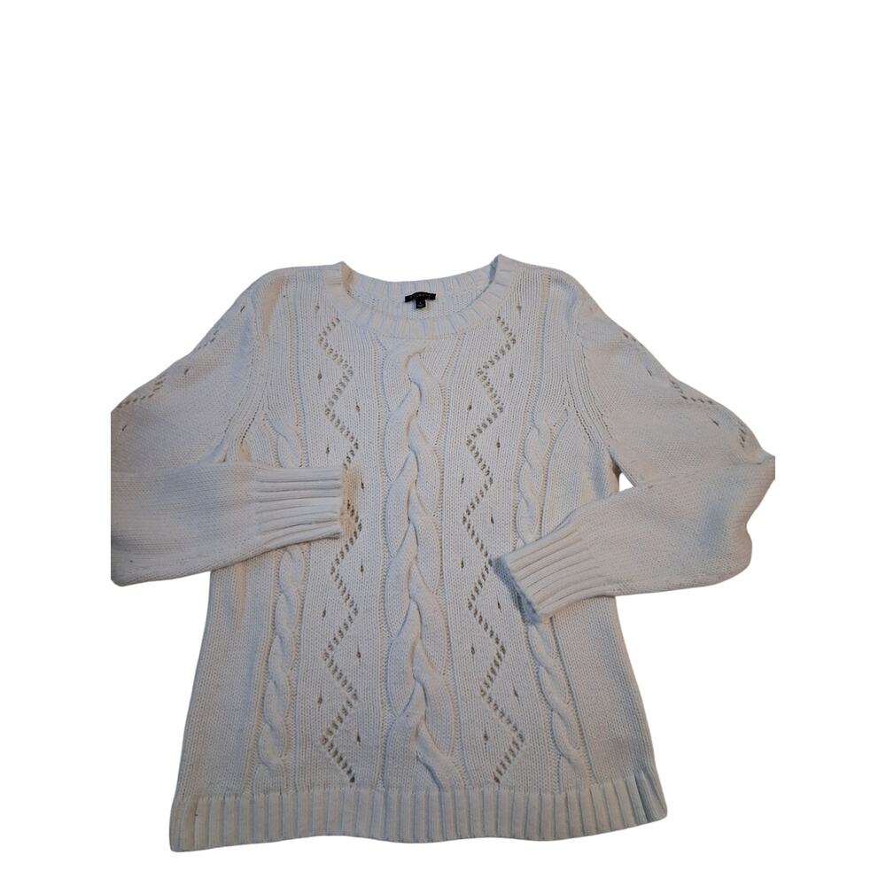 Talbots Women's size‎ Large Chunky Cable Knit Preppy Crewneck Grandpa Sweater